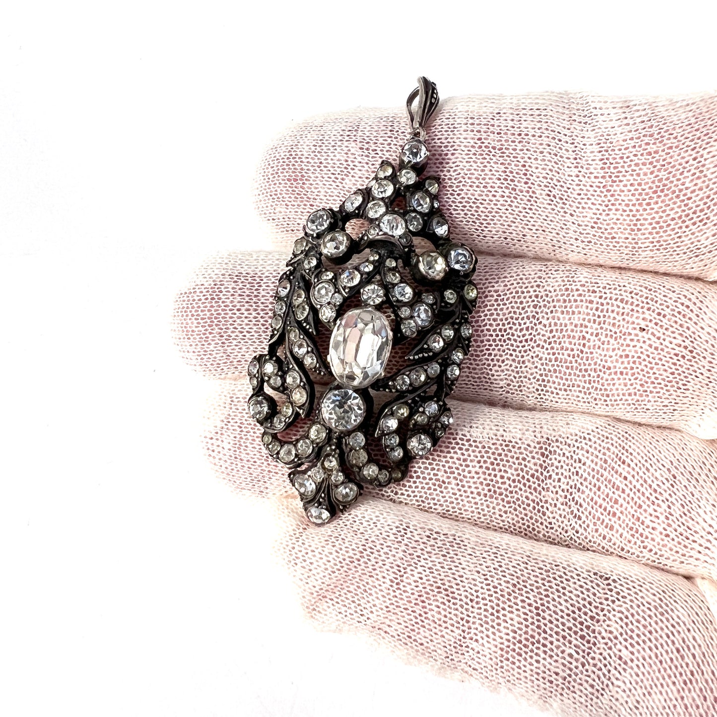 Austria / Germany Early 1900s Solid 830 Silver Paste Stone Large Pendant.