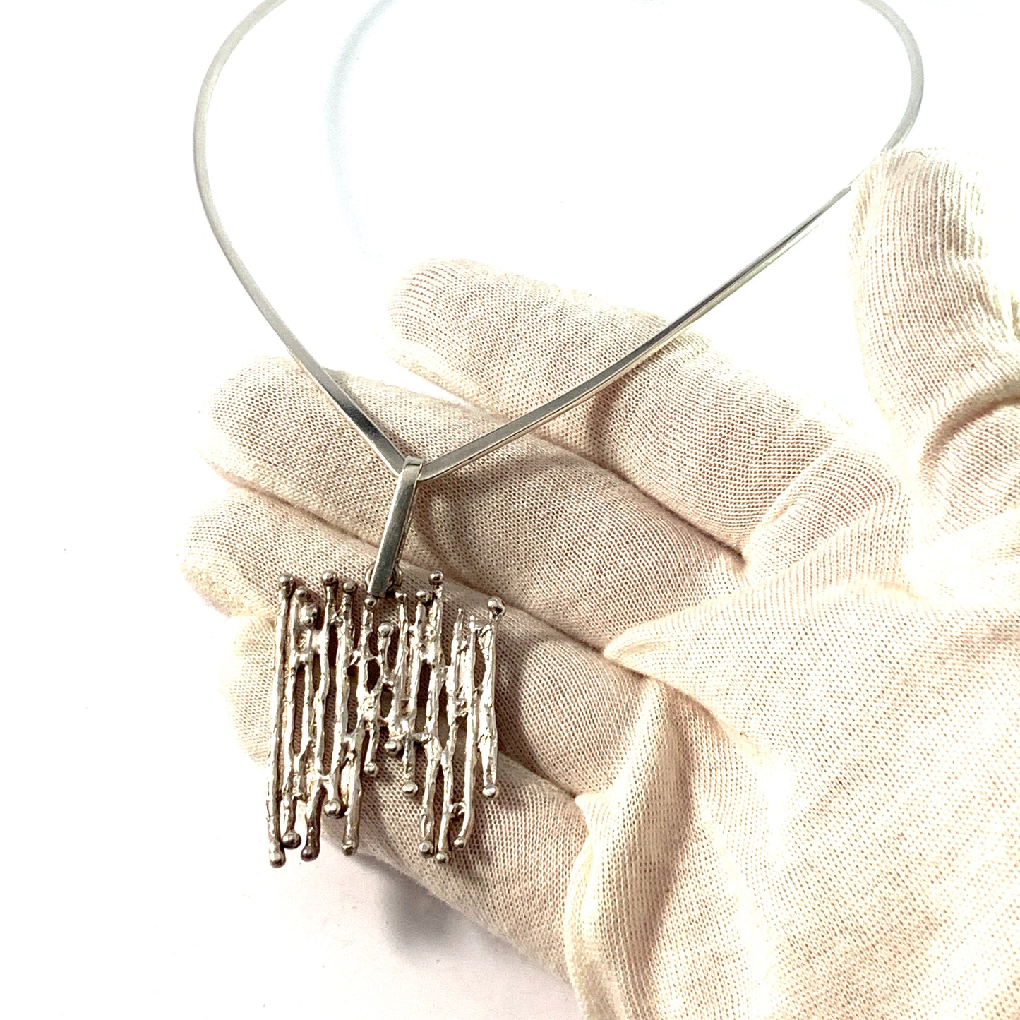 Bengt Hallberg, Sweden 1973. Vintage Modernist Sterling Silver Pendant Necklace