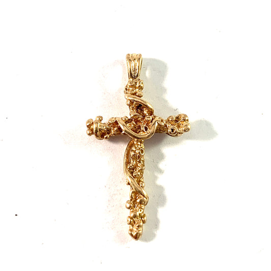 Vintage Mid Century 10k Gold Serpent Cross Pendant.
