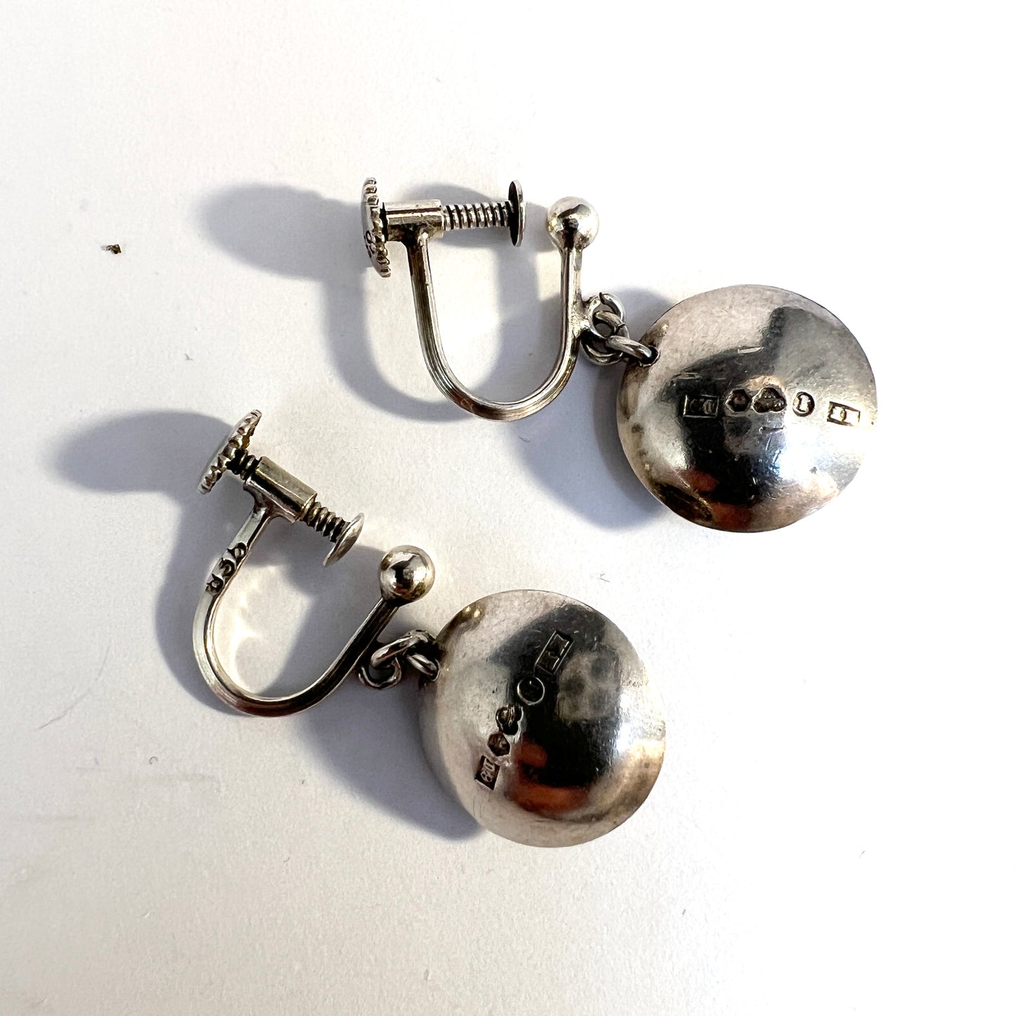 Mats Fors, Sweden 1954. Solid Silver Carnelian Earrings.