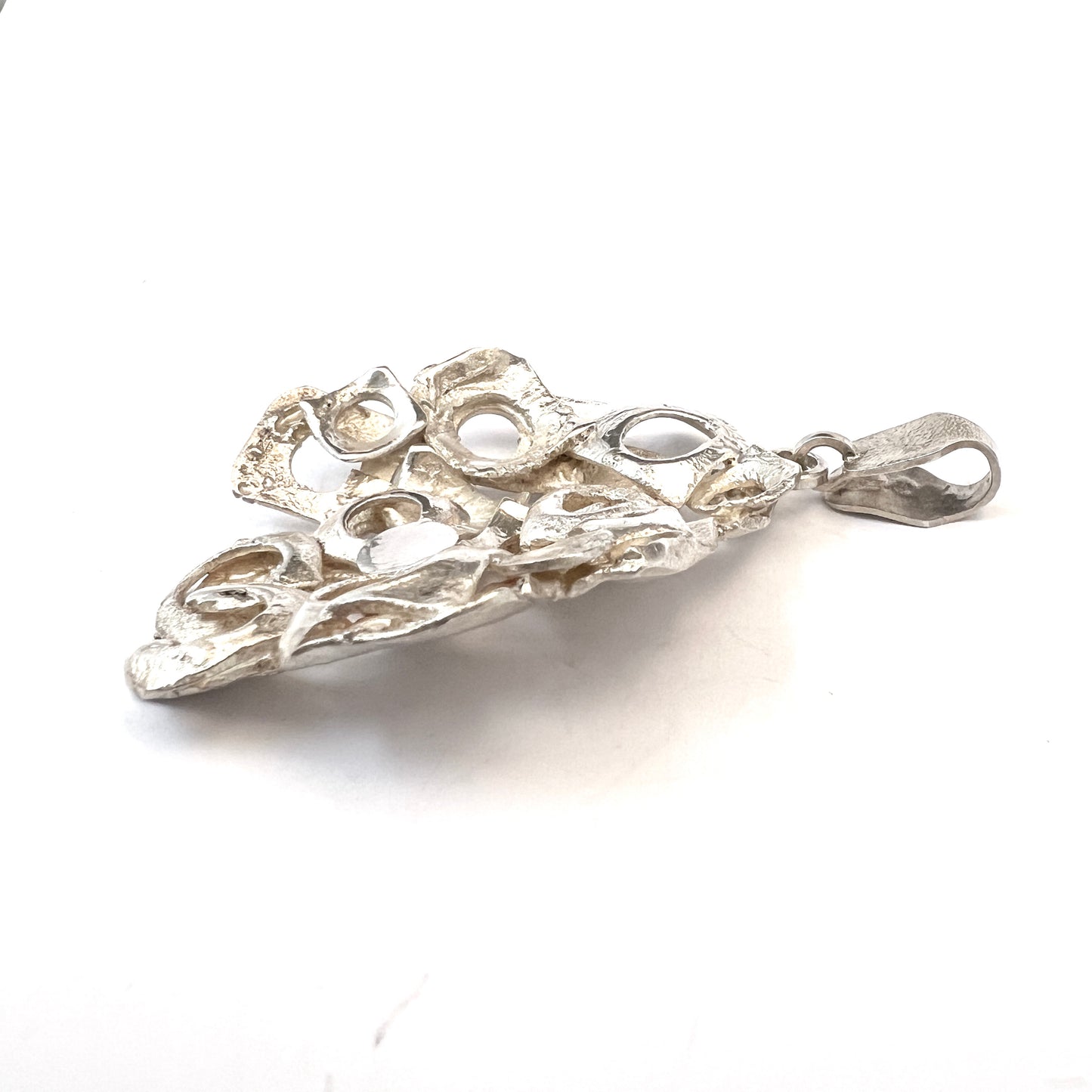 Claes E Giertta, Sweden year 1970. Modernist Brutalist Sterling Silver Pendant.