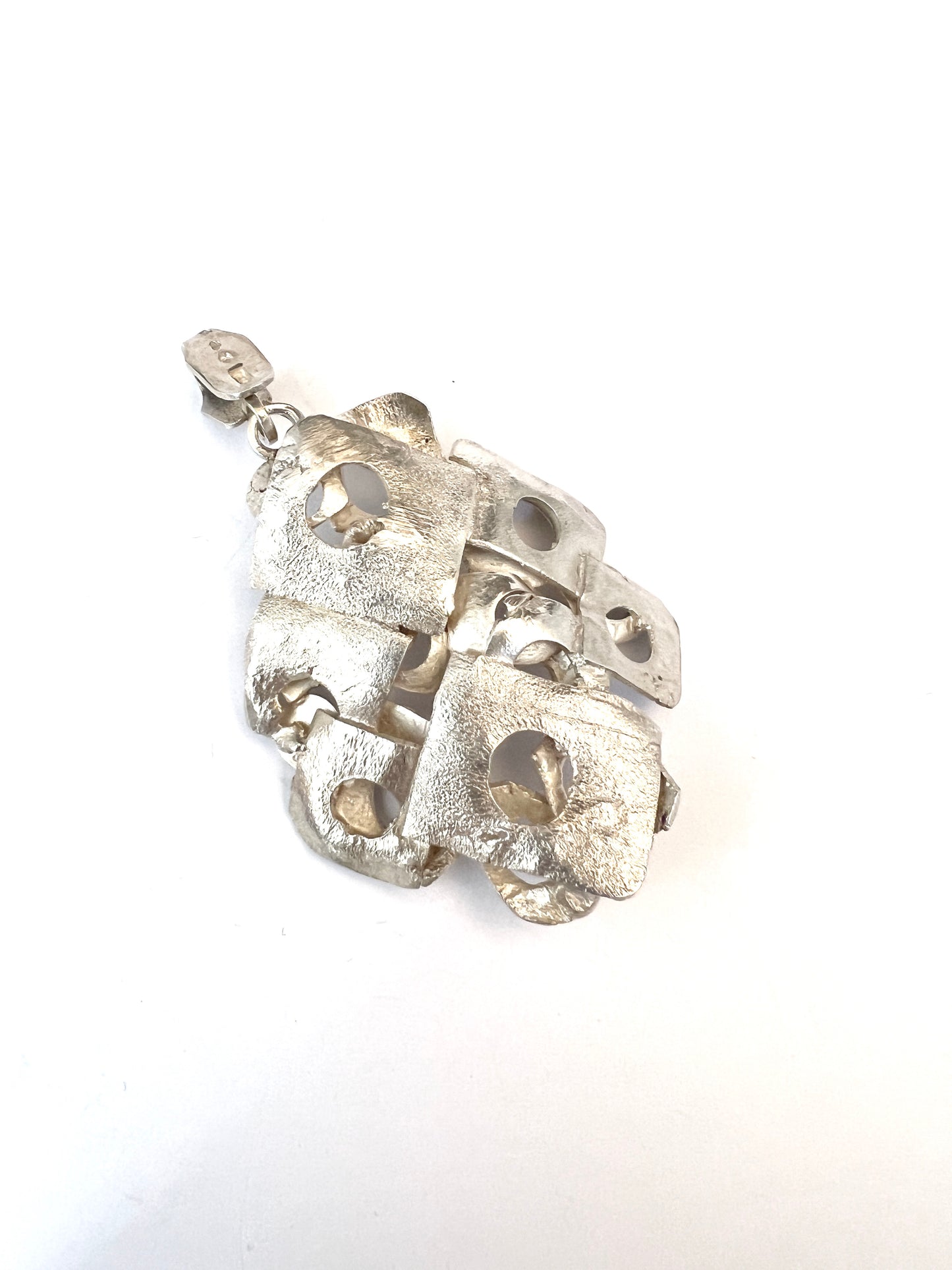 Claes E Giertta, Sweden year 1970. Modernist Brutalist Sterling Silver Pendant.