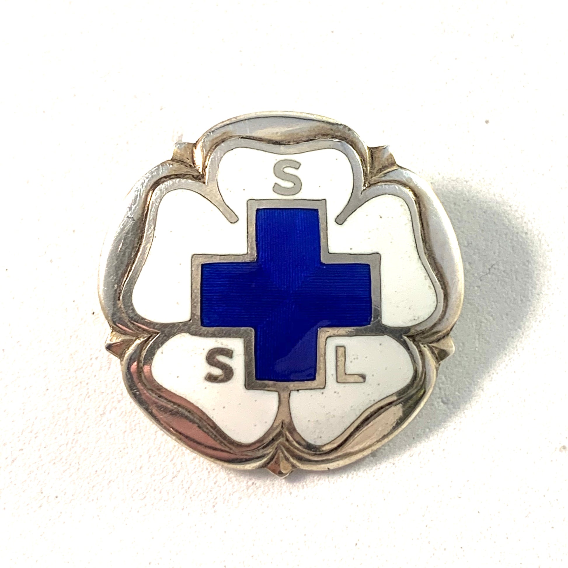 Hopeateos Oy, Finland 1947 Silver Enamel Nurse Badge Brooch.