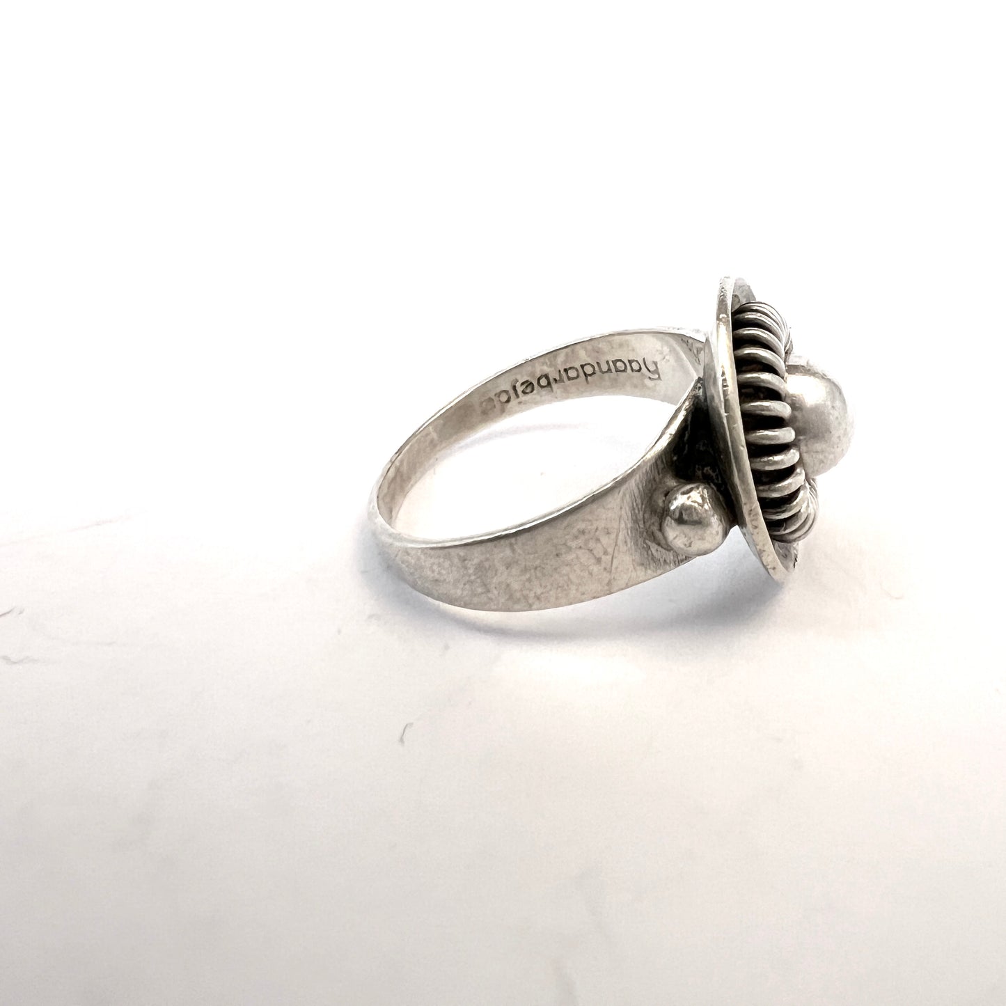 Christian Veilskov, Copenhagen 1960-70s Modernist Solid Silver Ring.