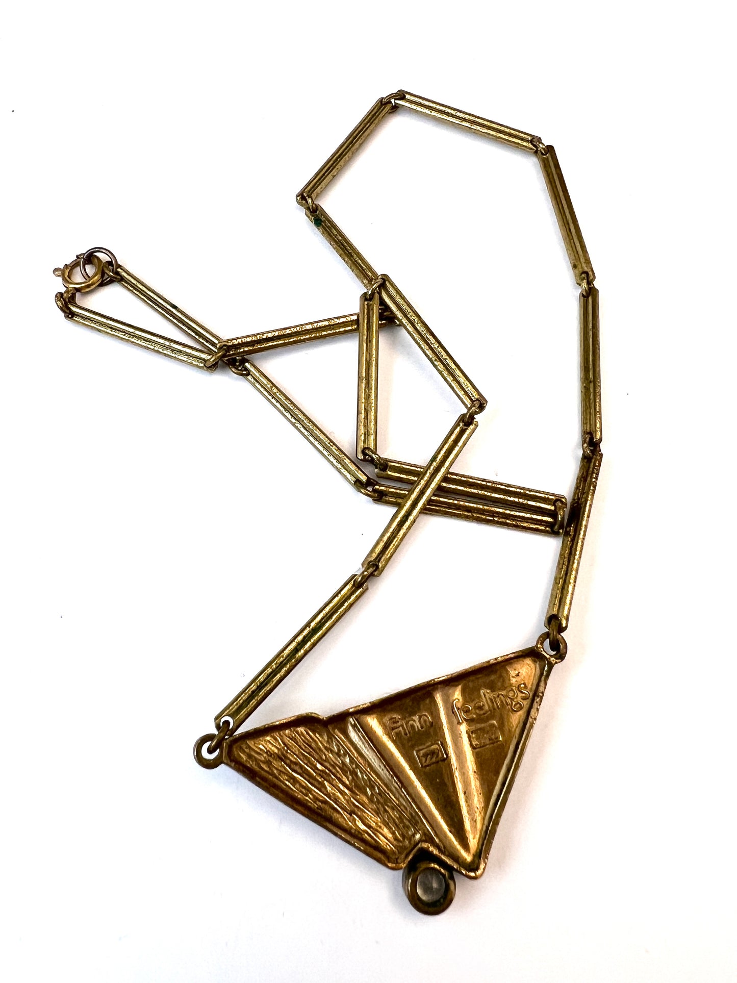 Finn Feelings, Finland. Vintage Gilt Solid Sterling Silver Rock Crystal Necklace.