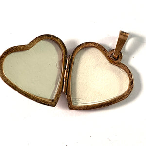 K&L-Kordes Lichtenfels, Germany c 1950s Sterling Silver Paste Heart Locket Pendant.