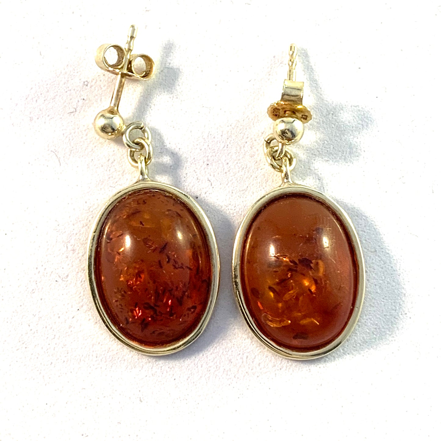 Einer Fehrn, Denmark 1960s 14k Gold Amber Earrings.