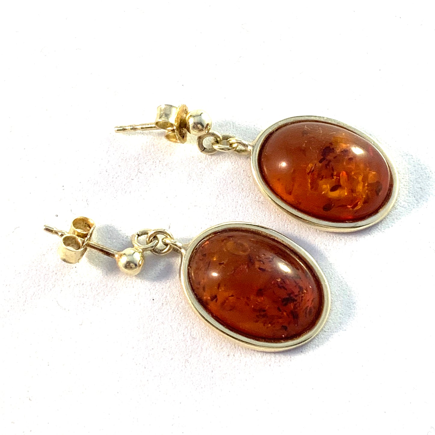 Einer Fehrn, Denmark 1960s 14k Gold Amber Earrings.