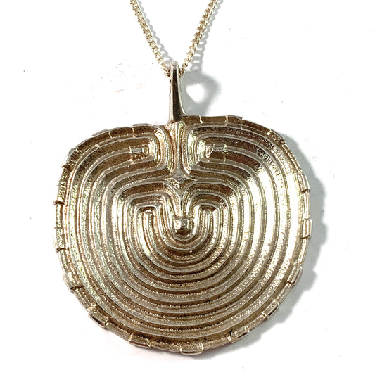 Ibe Dahlqust, Sweden 1970s. Massive Solid Silver Troy Town Gotland Unisex Pendant Necklace.