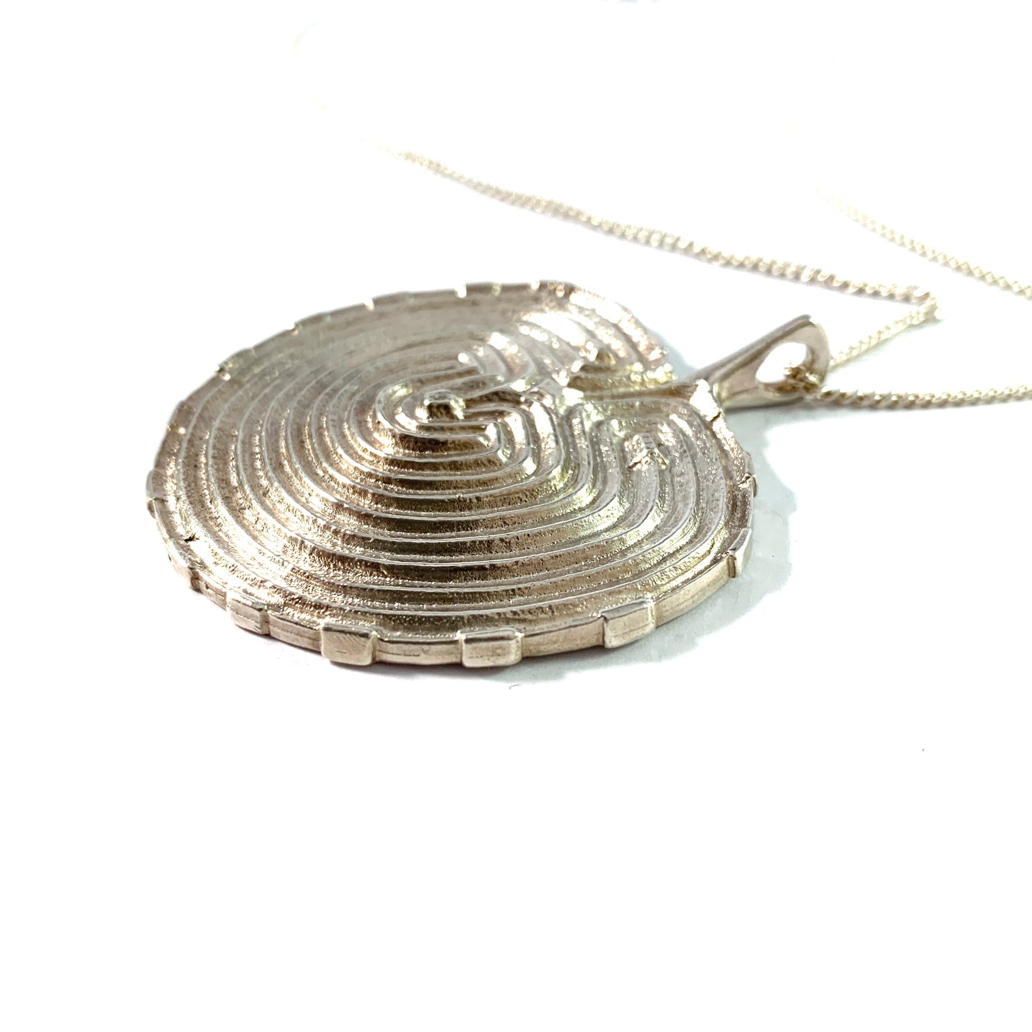 Ibe Dahlqust, Sweden 1970s. Massive Solid Silver Troy Town Gotland Unisex Pendant Necklace.