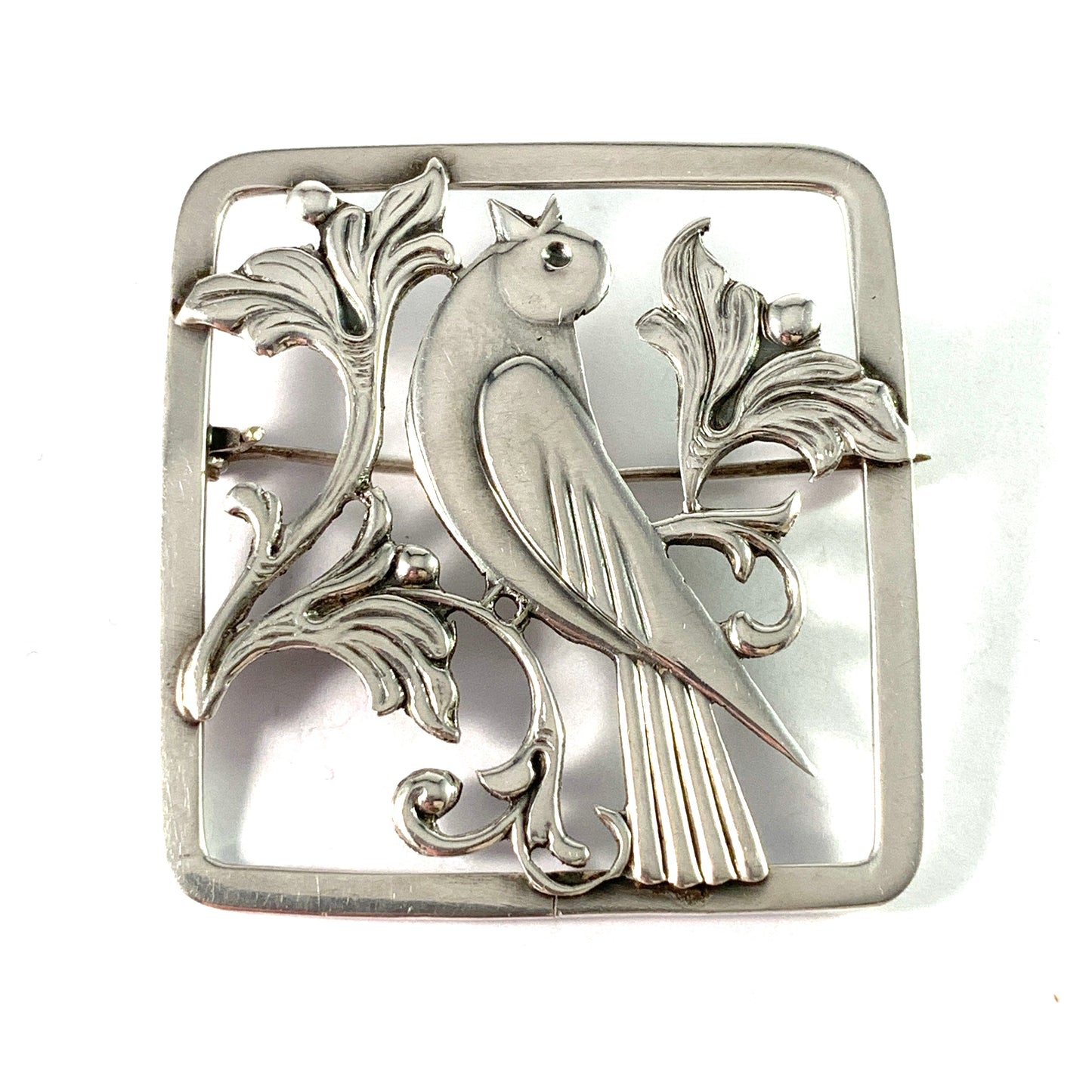 Maker FH or EH, Denmark 1940s Solid 830 Silver Bird Brooch.