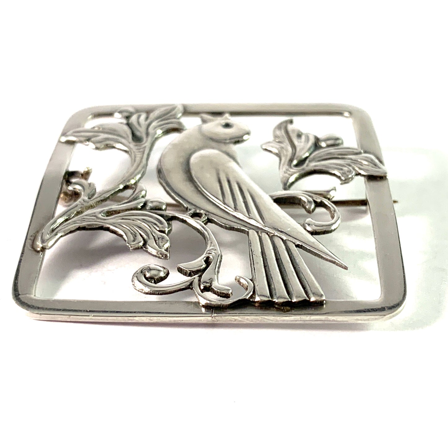 Maker FH or EH, Denmark 1940s Solid 830 Silver Bird Brooch.