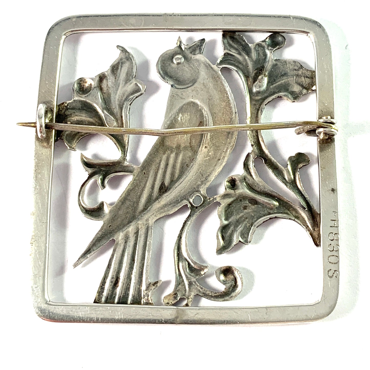 Maker FH or EH, Denmark 1940s Solid 830 Silver Bird Brooch.