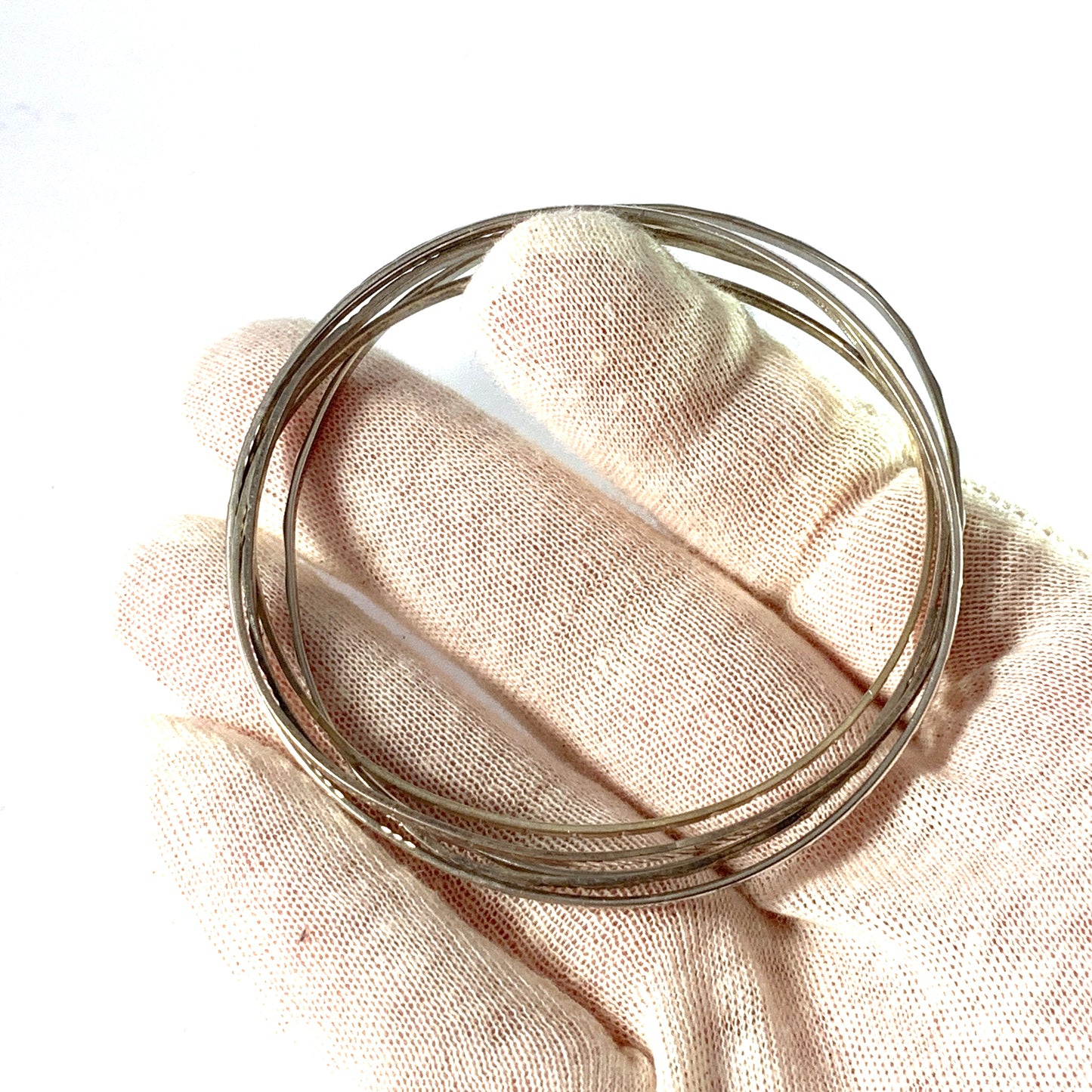 Germany c 1970s Solid Silver Stack of Bangles