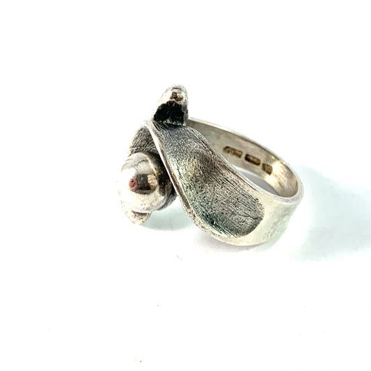 Alpo Tammi, Finland 1973. Vintage Modernist Sterling Silver Ring.