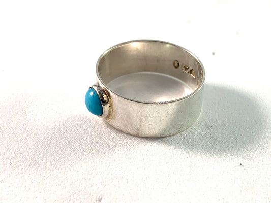Carl Hedblom, Sweden 1905, Edwardian Solid Silver Turquoise Ring.