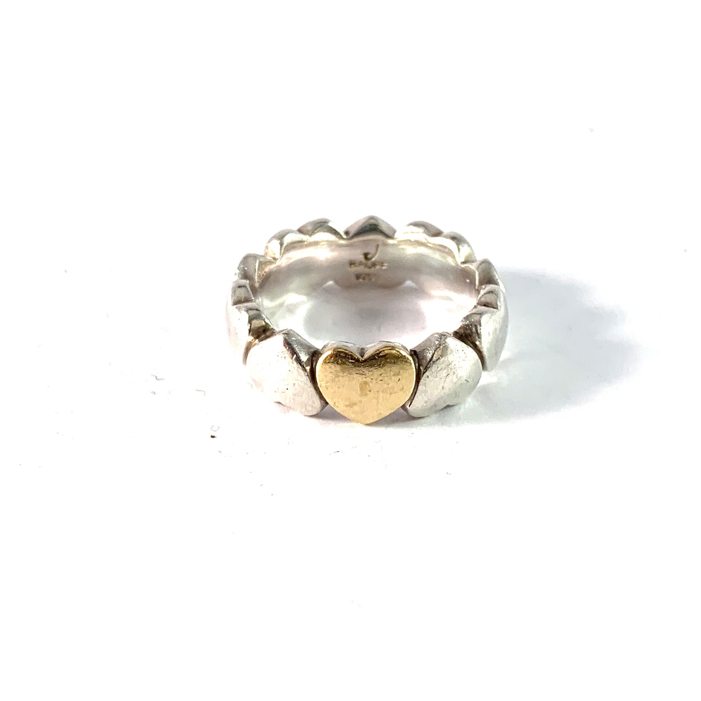 Pia RAUFF, Denmark Vintage Sterling Silver Band of Hearts Ring.