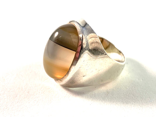 Atterén, Mid Century Modern Sterling Silver Agate ring.