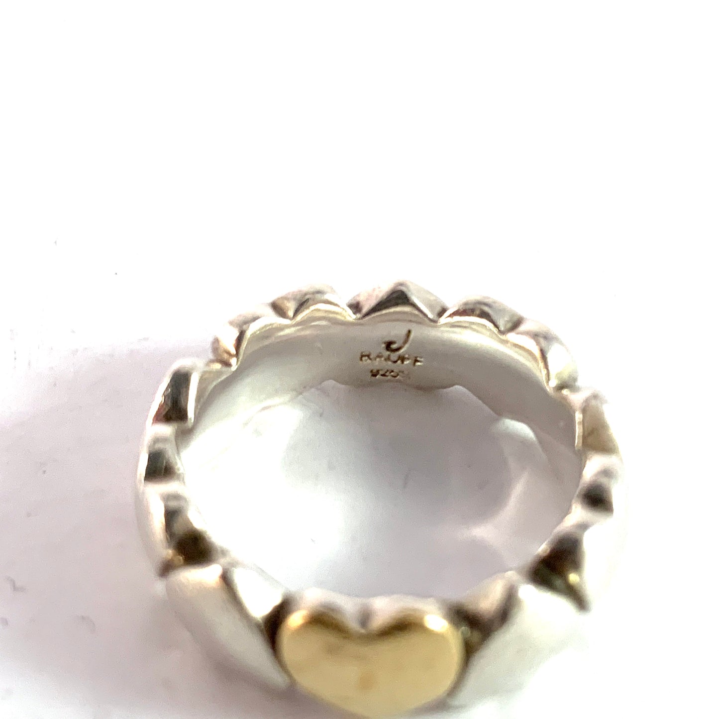 Pia RAUFF, Denmark Vintage Sterling Silver Band of Hearts Ring.