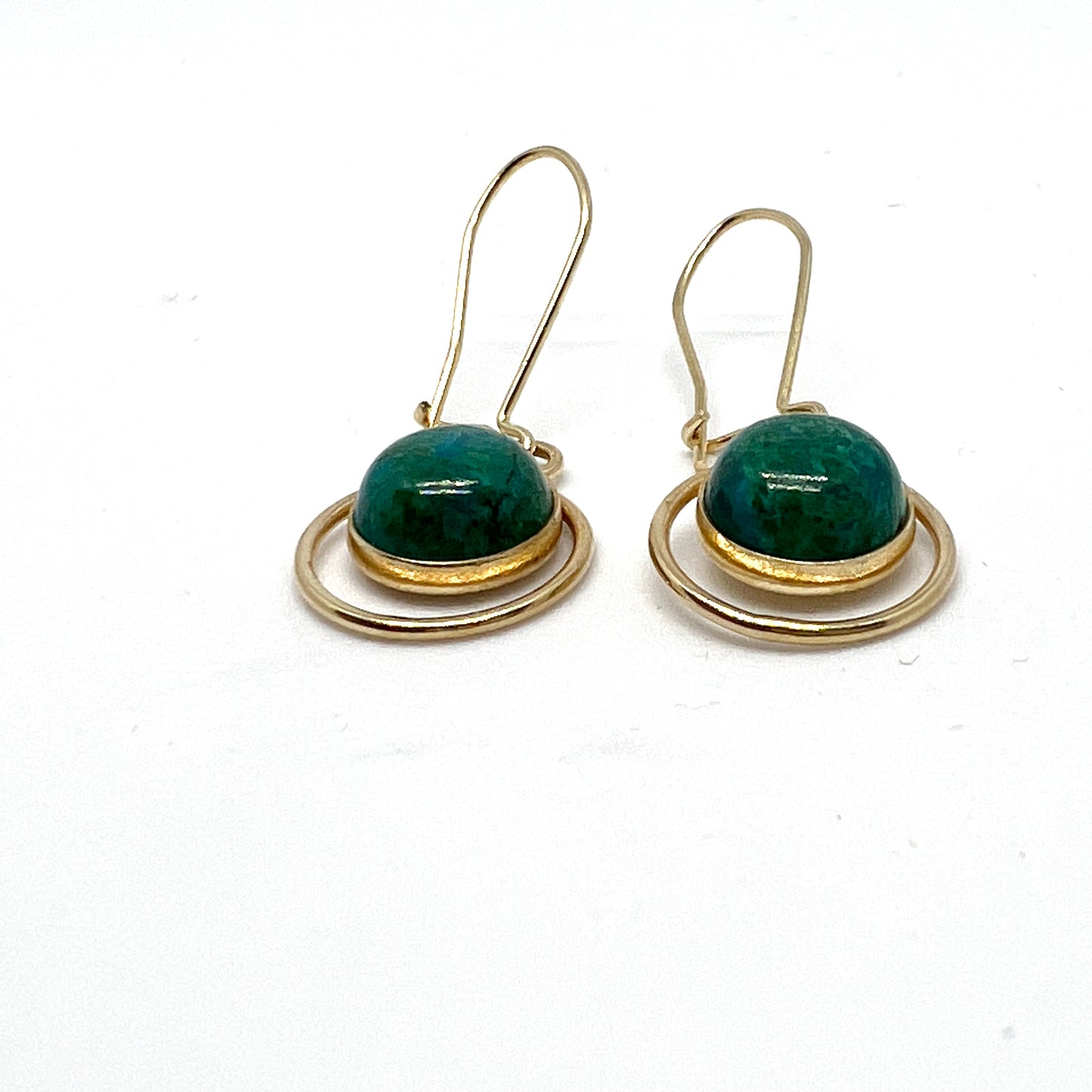 Israel 1950-60s. Vintage 14k Gold Eilat Stone Earrings.