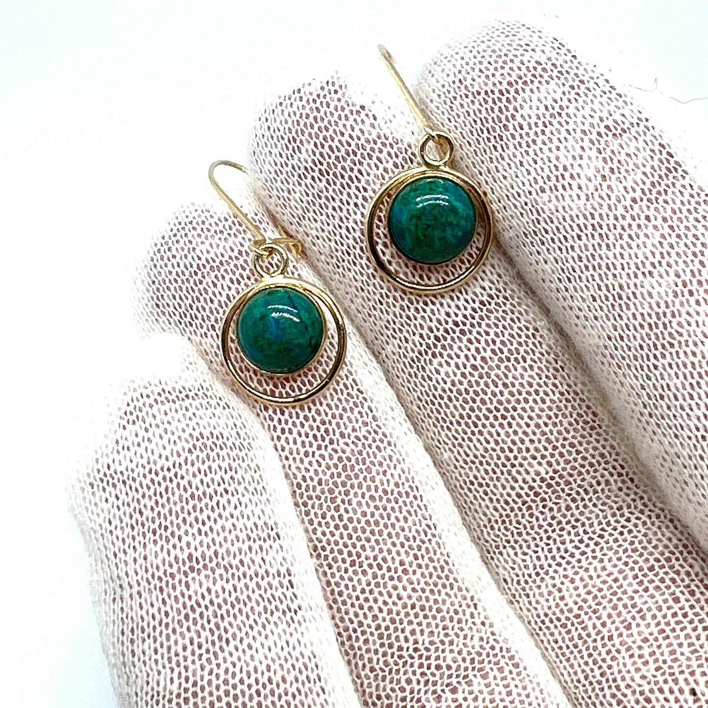 Israel 1950-60s. Vintage 14k Gold Eilat Stone Earrings.