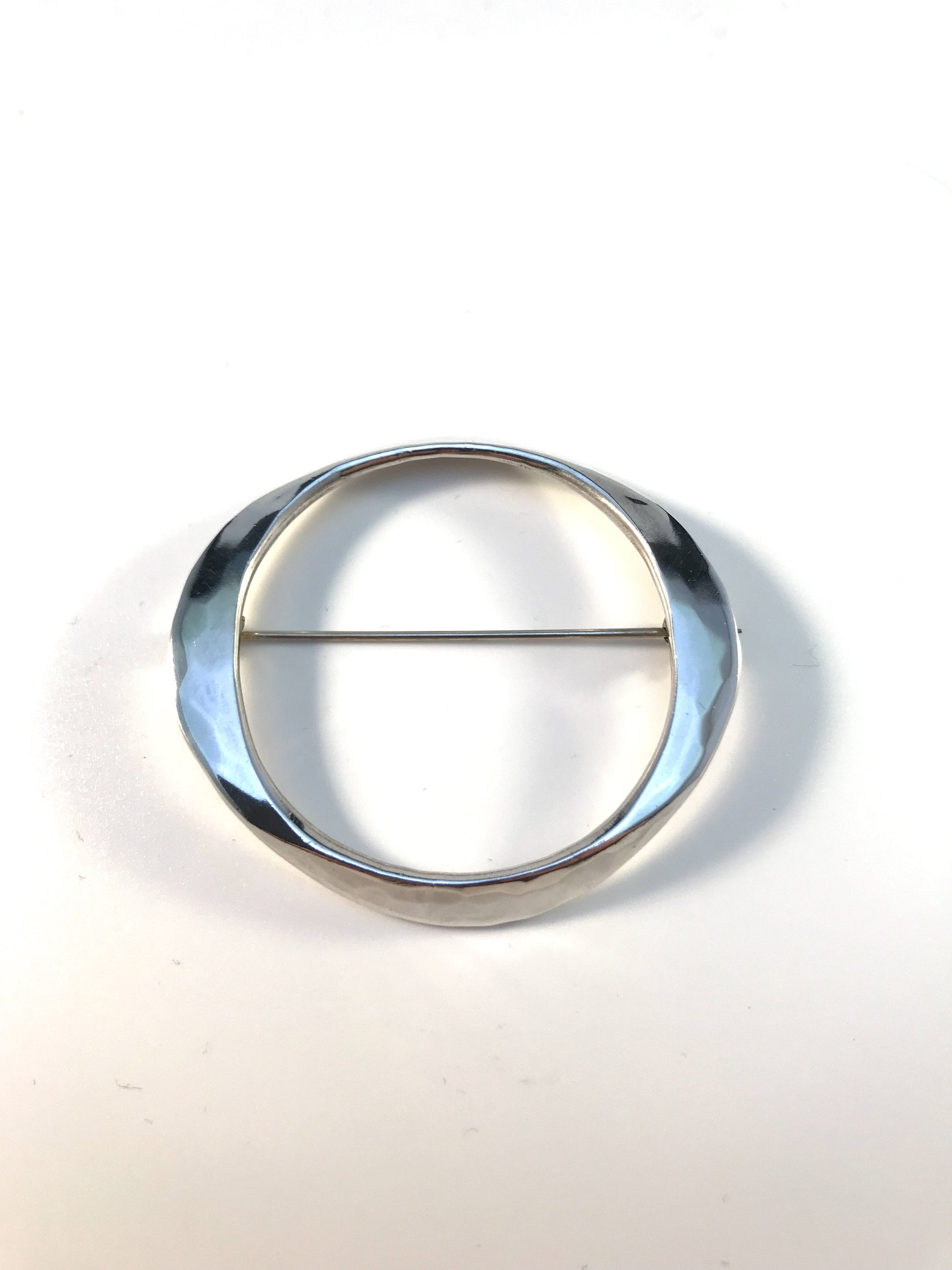 Tone Vigeland, for Plus Studios Norway 1960s Hand Hammered Sterling Silver Brooch Pin.