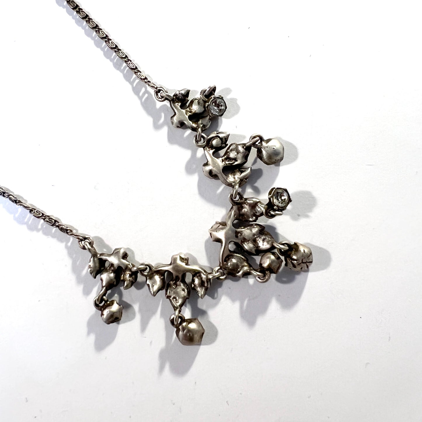 Sweden 1930-40s. Solid 830 Silver Paste Stone Necklace.