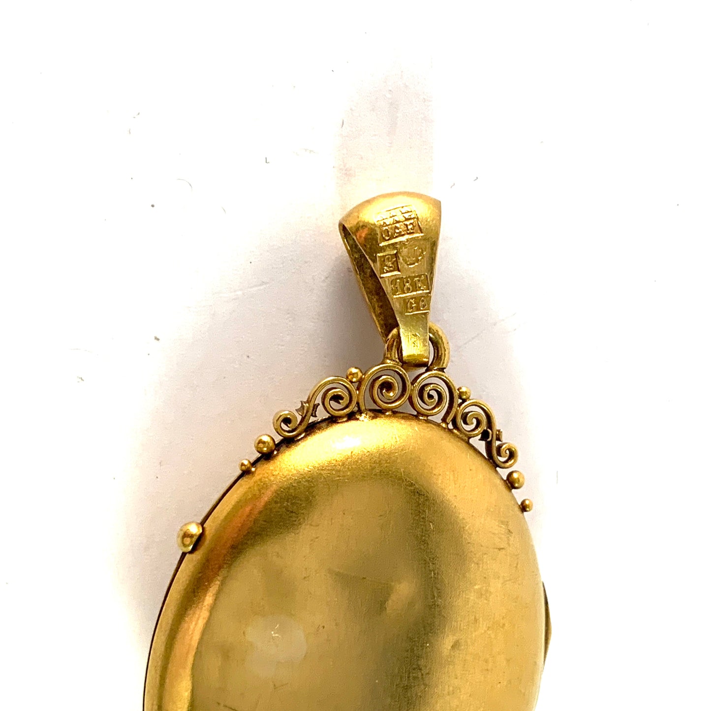 O A Fernqvist, Sweden 1885. Victorian Large 18k Gold Diamond Ruby Sapphire Locket Pendant. 21.9gram