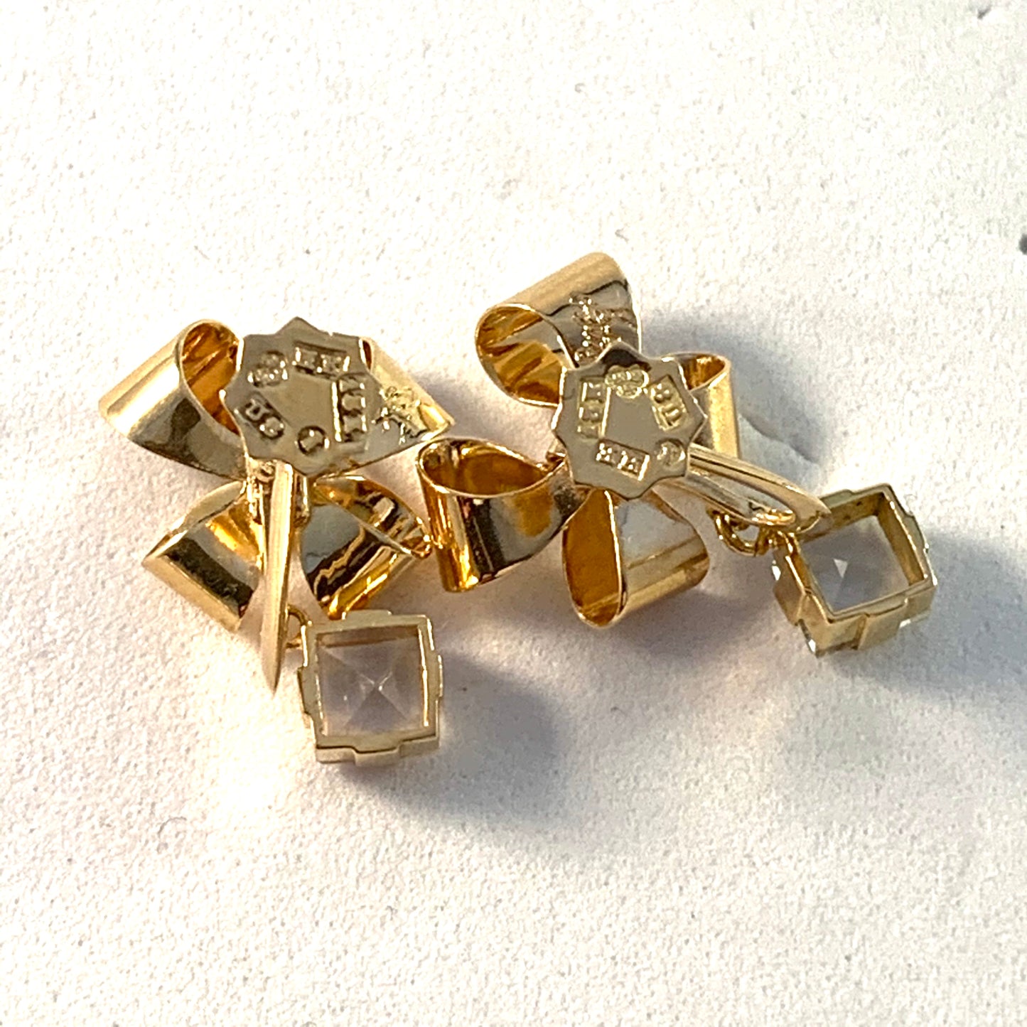Stigbert, Sweden 1946 Mid Century 18k Gold Rock Crystal Earrings.