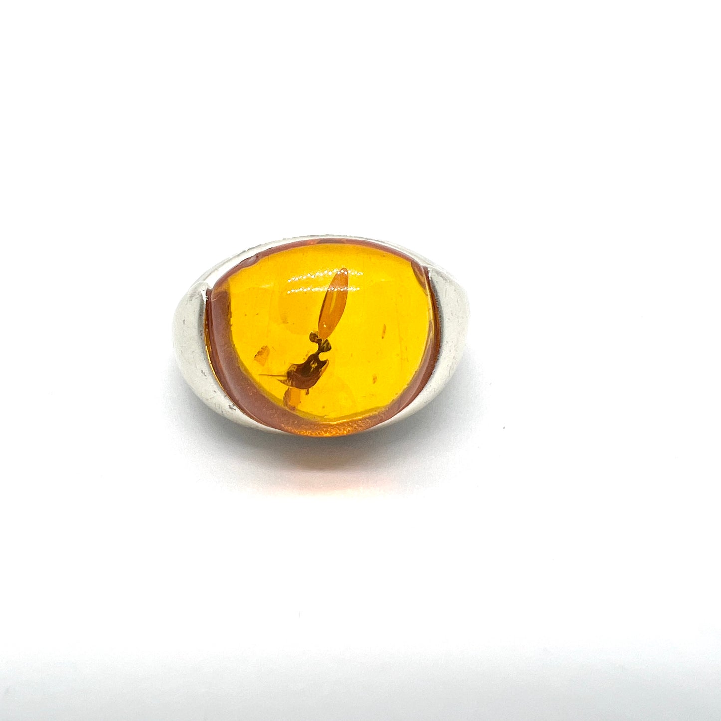 Lapponia, Finland. Vintage Sterling Silver Amber Ring.