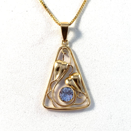 Wilhelm Harbeck, Stockholm 1945 Mid Century 18k Gold Quartz Pendant Necklace.