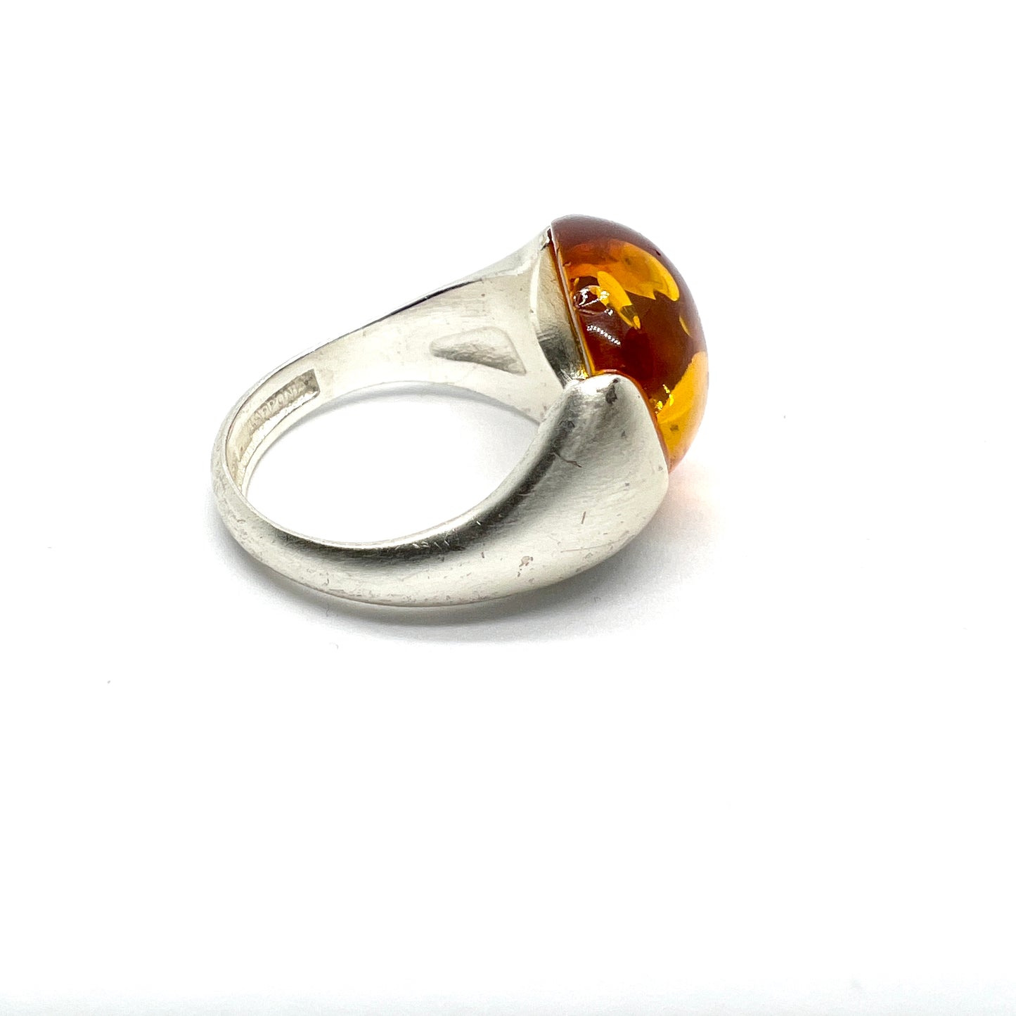 Lapponia, Finland. Vintage Sterling Silver Amber Ring.