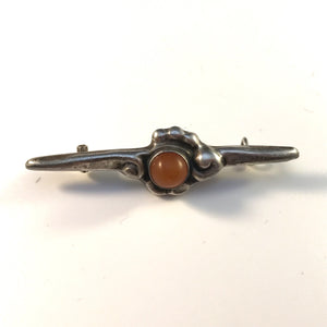 Vintage Silver Brooch with Amber for sale