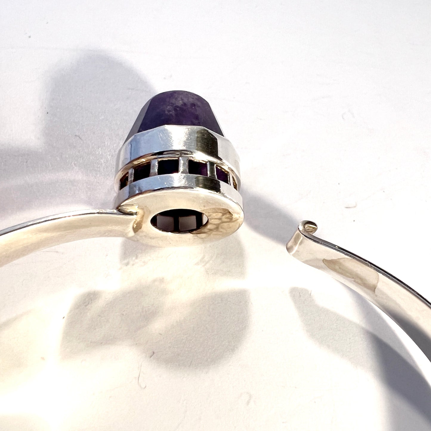PeGe for Alton, Sweden 1968. Vintage Sterling Silver Amethyst Bangle Bracelet. Signed