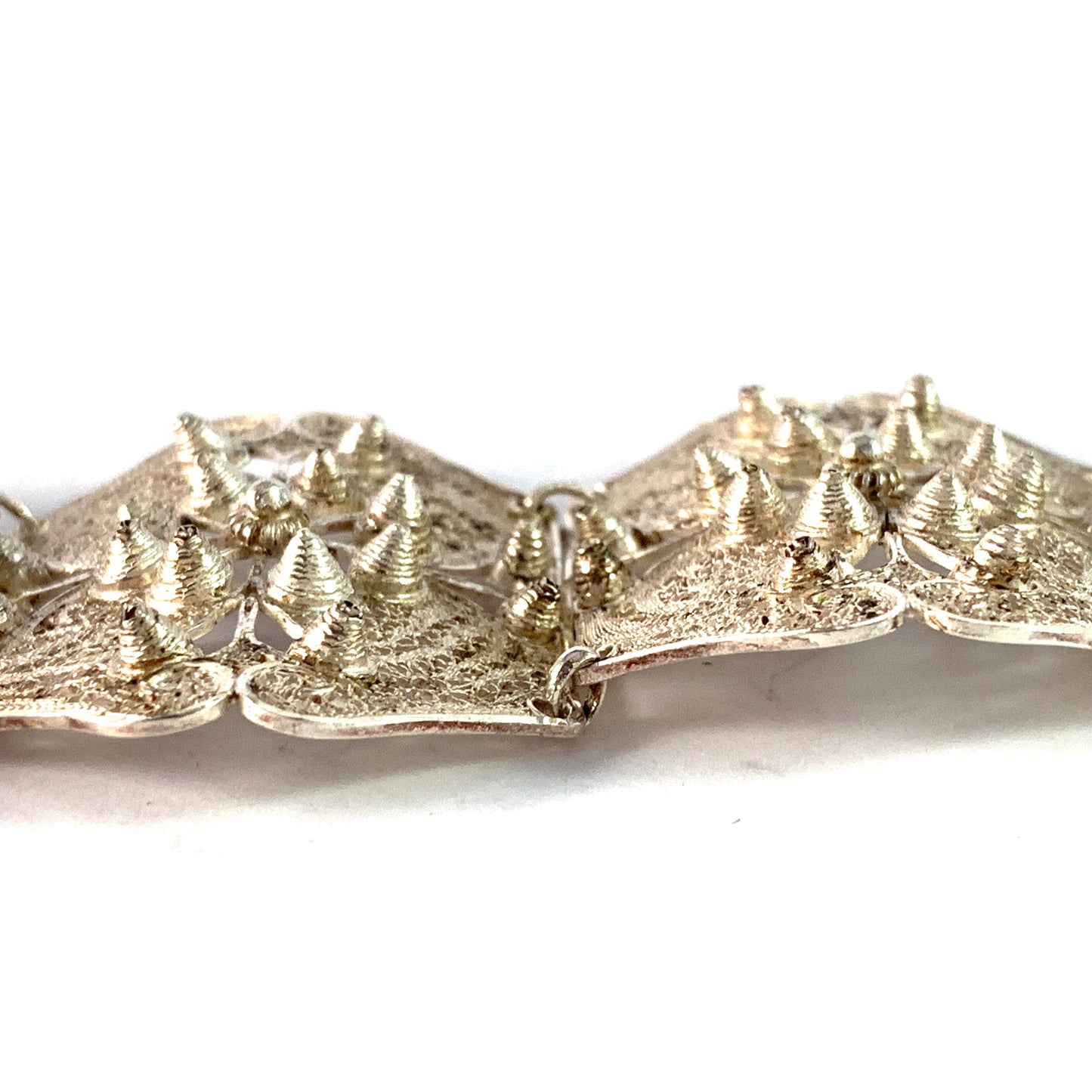 Swedish Import c 1950-60s Bold Sterling Silver Filigree Bracelet.