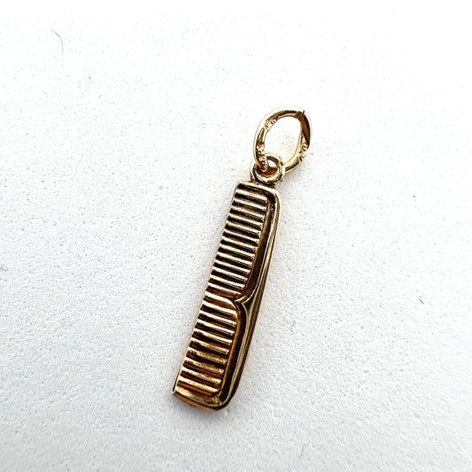 Sweden c 1960s Vintage 18k Gold Comb Charm