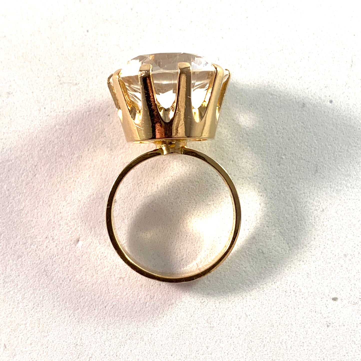 Ceson, Sweden 1971 Modernist 18k Gold Rock Crystal Ring.