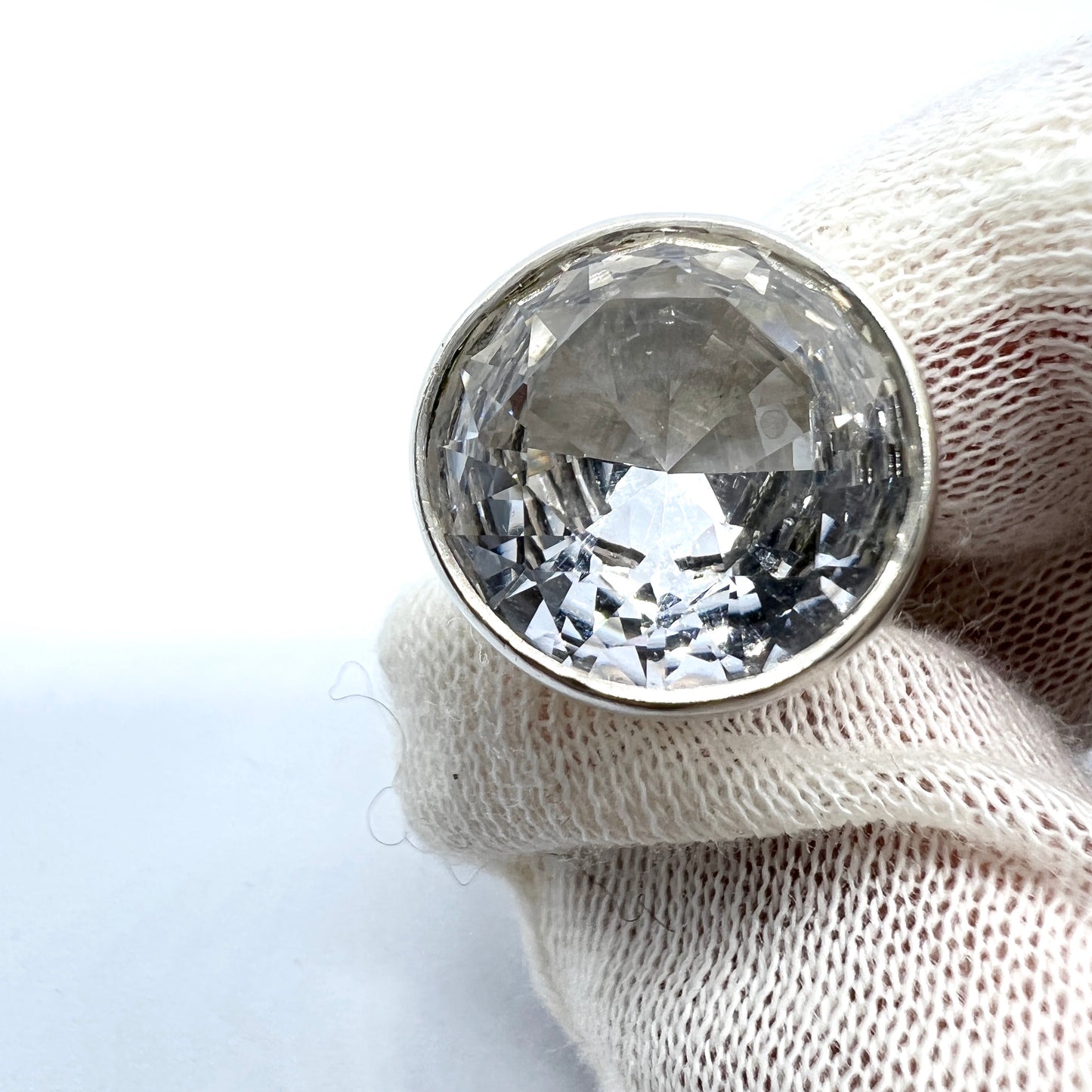 Thomas Danielsson, Sweden 1968. Vintage Sterling Silver Rock Crystal Ring.