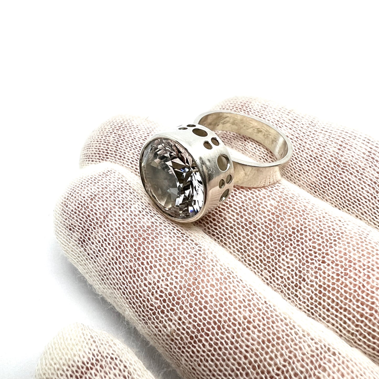 Thomas Danielsson, Sweden 1968. Vintage Sterling Silver Rock Crystal Ring.