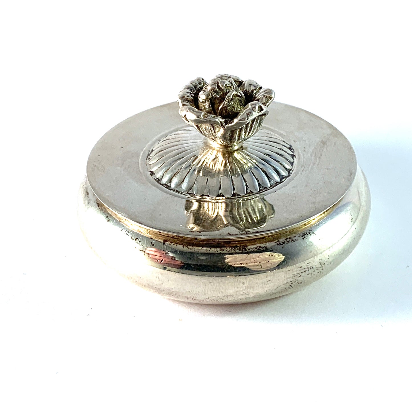 Antique early 1900s Solid 835 Silver Trinket Pill Box