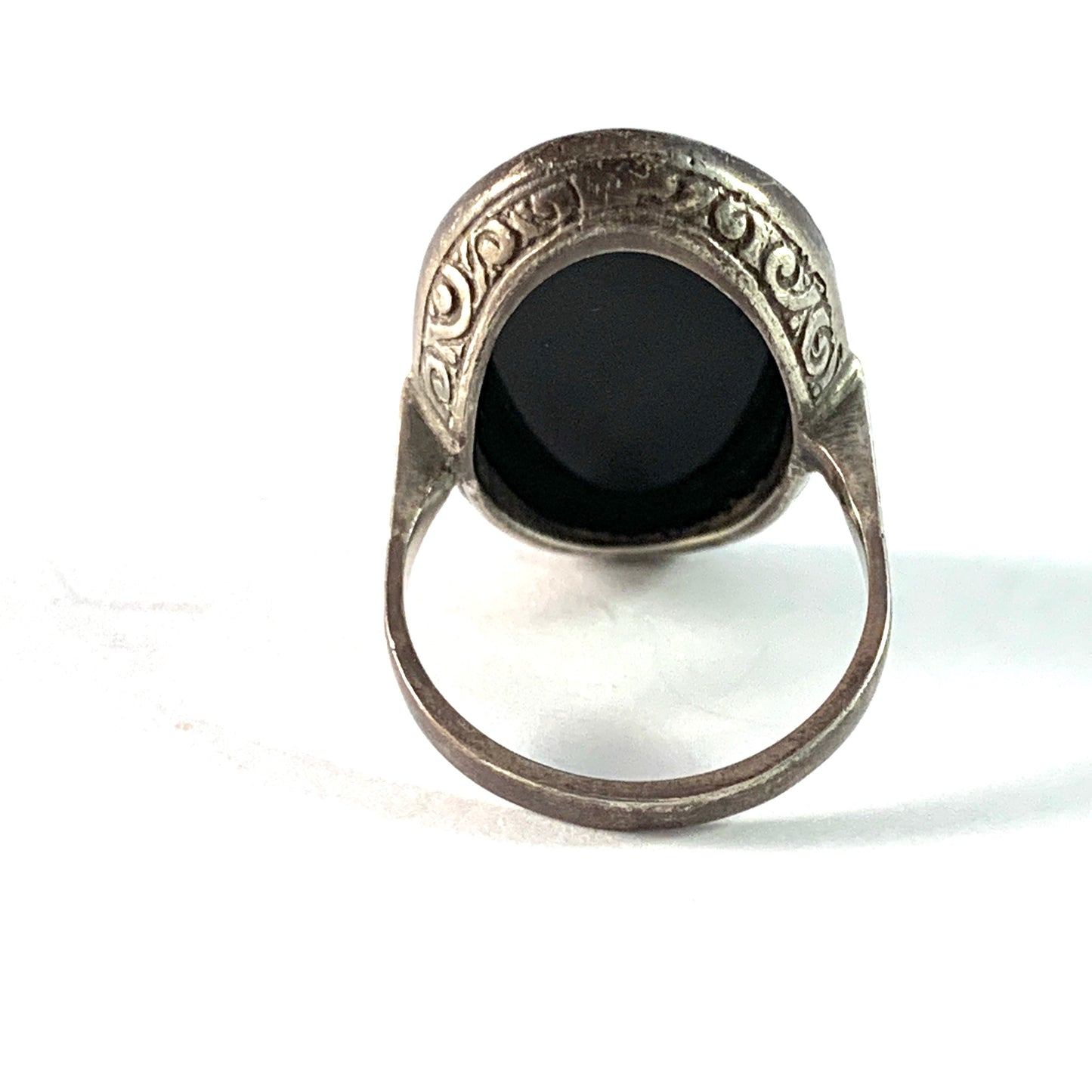 Antique early 1900s. Solid 835 Silver Hematite Ring.