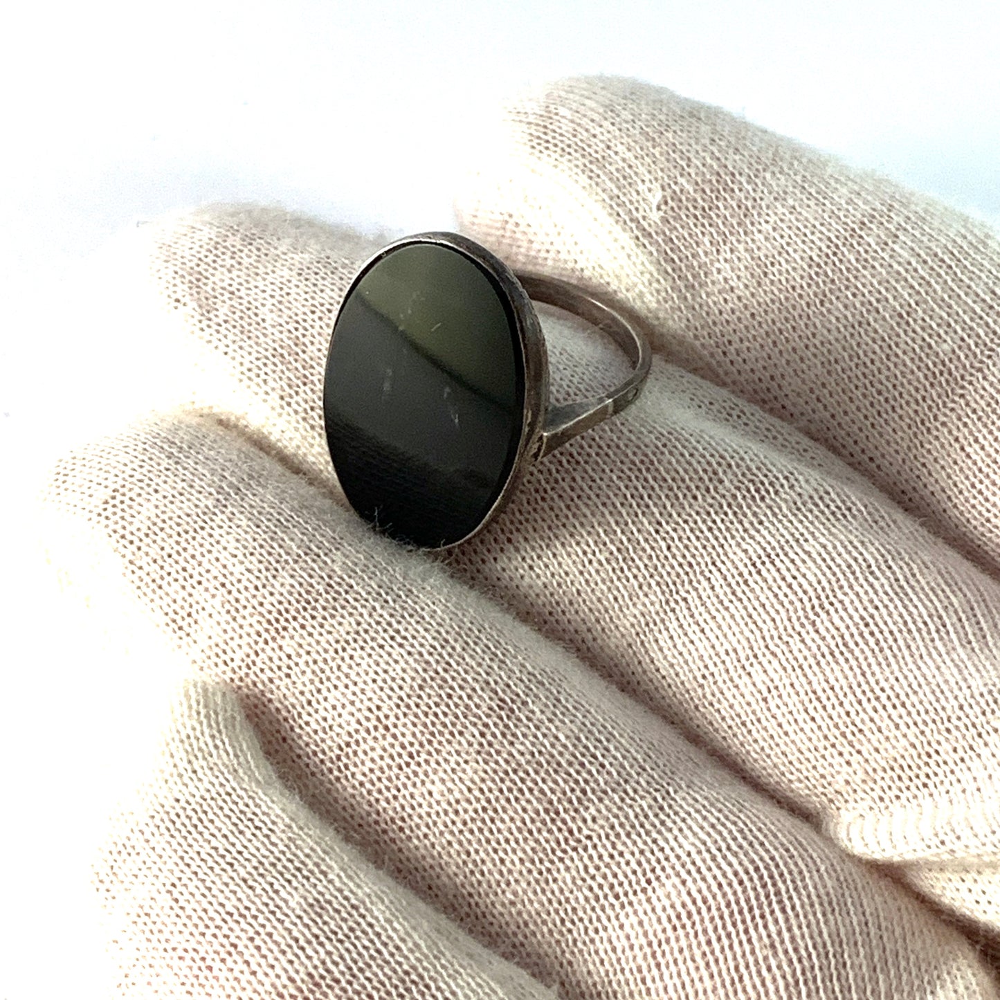 Antique early 1900s. Solid 835 Silver Hematite Ring.