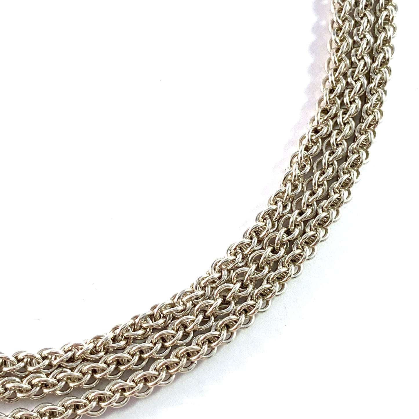 Vintage Sterling Silver 3-strand Chain Necklace. 2 oz.