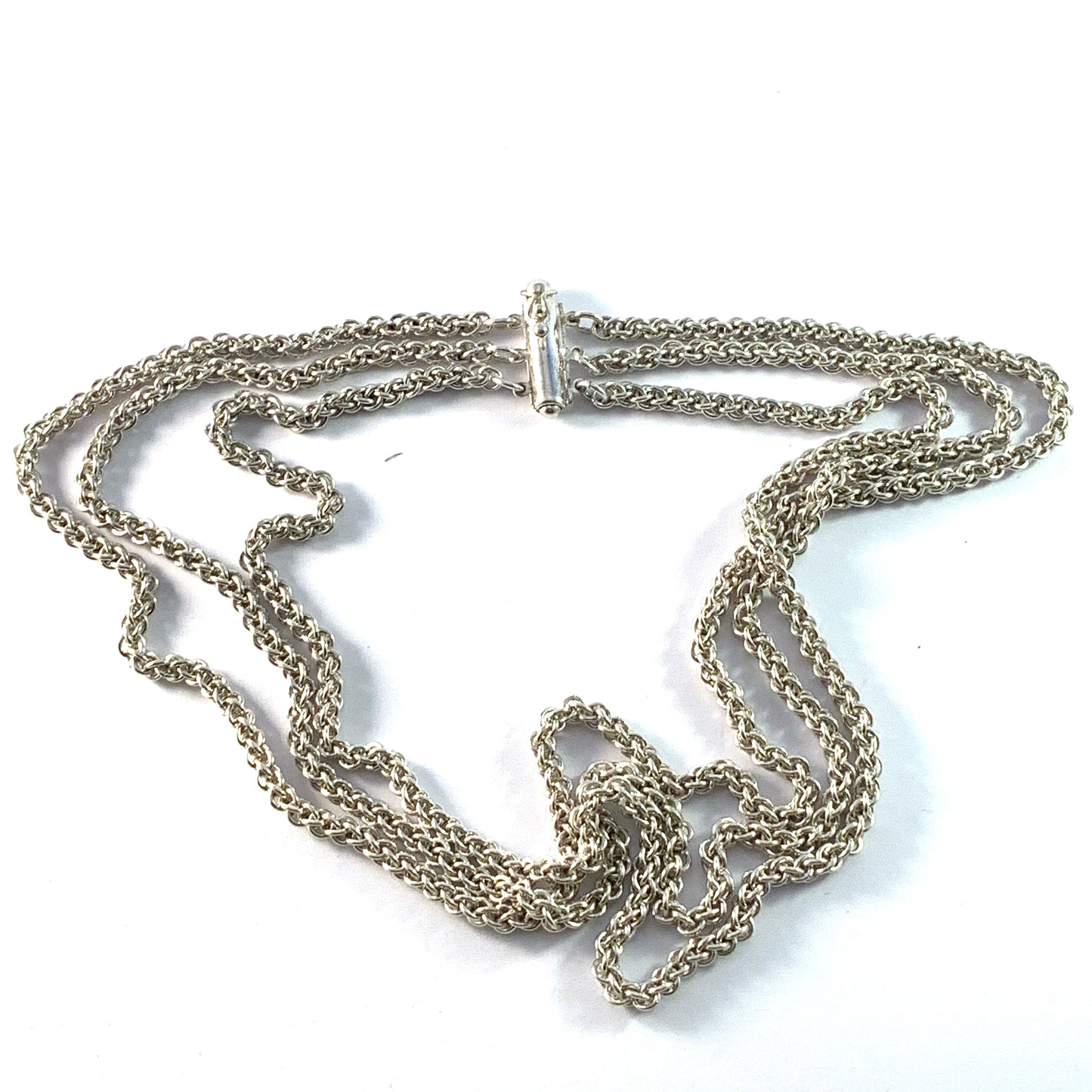 Vintage Sterling Silver 3-strand Chain Necklace. 2 oz.
