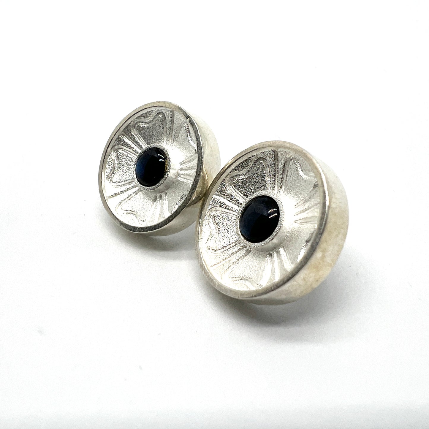 Kalevala Koru, Finland. Vintage Sterling Silver Spectrolite Large Stud Earrings.