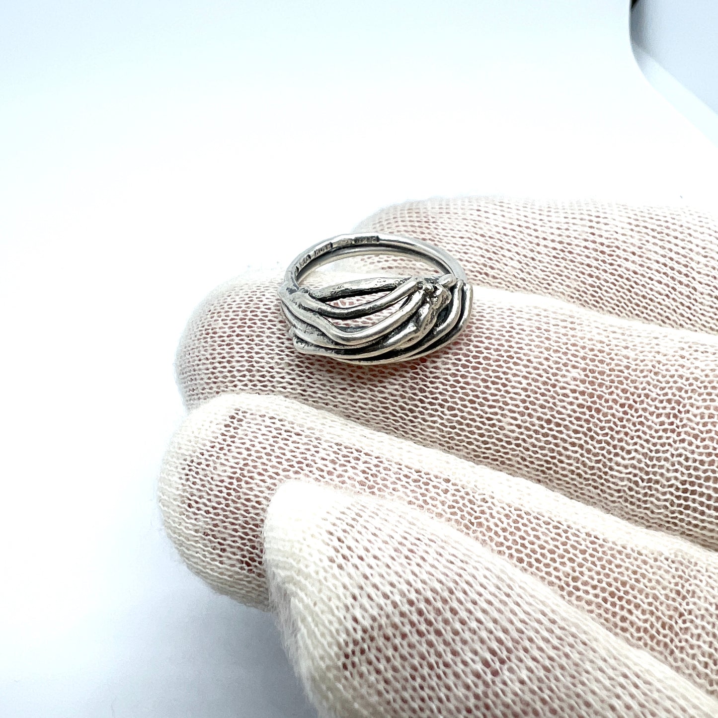 PiKu, Finland 1969. Vintage Modernist Solid 830 Silver Ring.