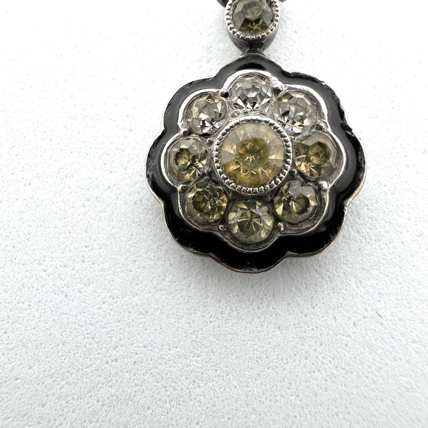 Knoll & Pregizer, Germany 1920s 830 Silver Enamel Paste Stone Pendant Necklace.