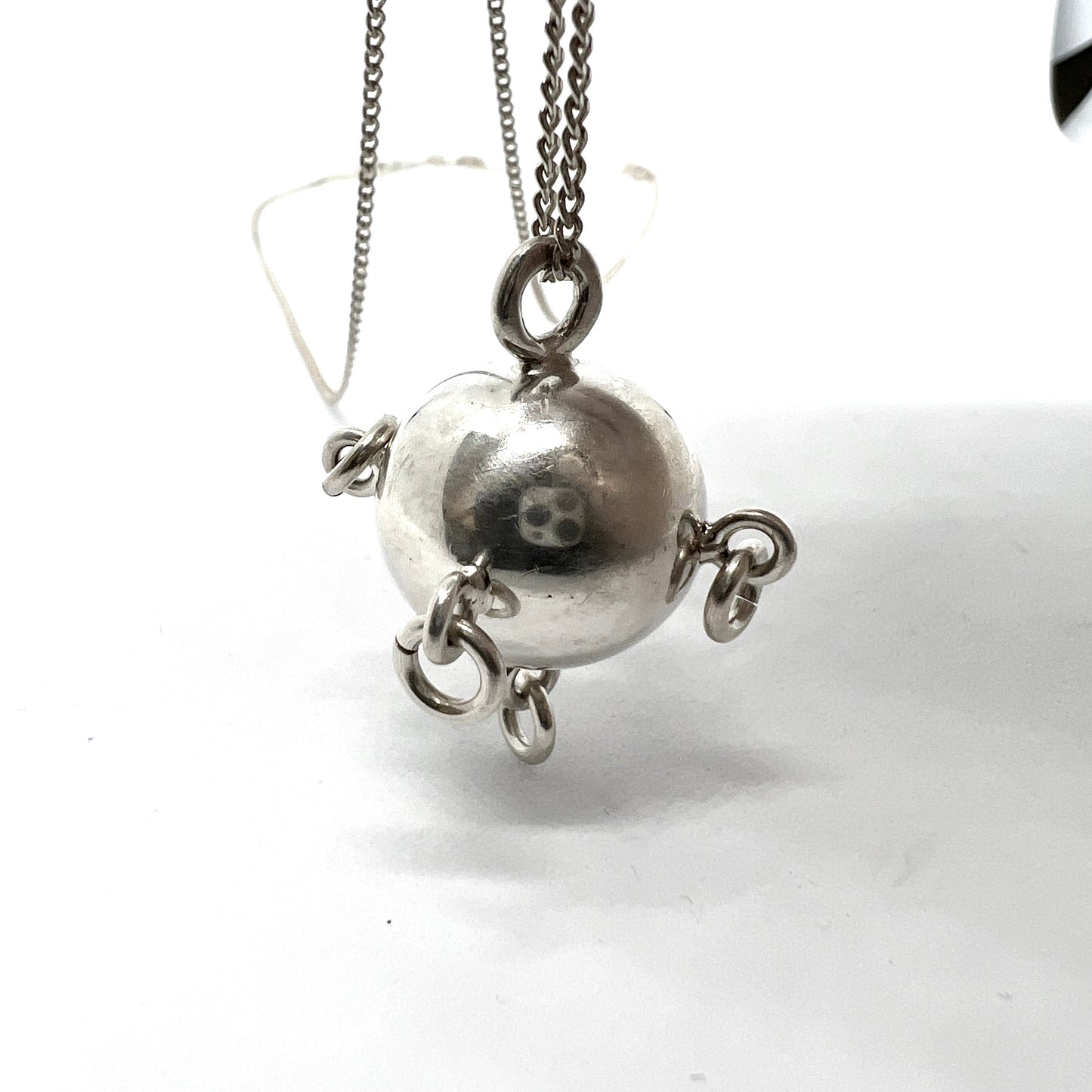 RKR, Finland 1975. Vintage Solid Silver Traditional Troll-Ball Pendant Necklace.