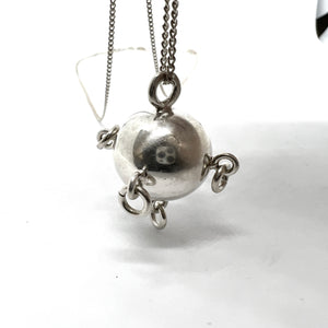 RKR, Finland 1975. Vintage Solid Silver Traditional Troll-Ball Pendant Necklace.