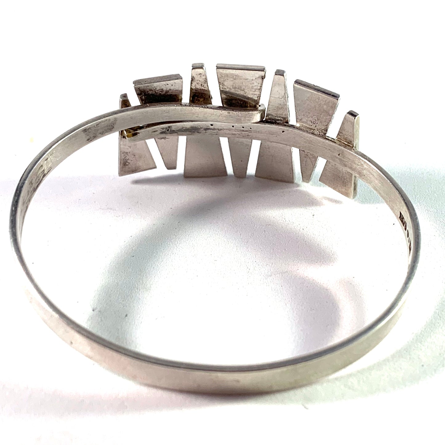 Victor Jansson, Sweden year 1968 Modernist Sterling Silver Open/Close Bangle Bracelet.